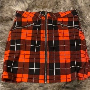 Dolls Kill, Red plaid zip up skirt. New with tags